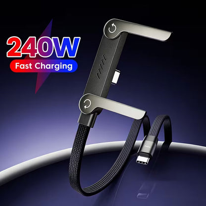 240W Fast Data Charging Cable 2M | Foldable Phone Holder Vertical & Horizontal Screen | Type C to Type C