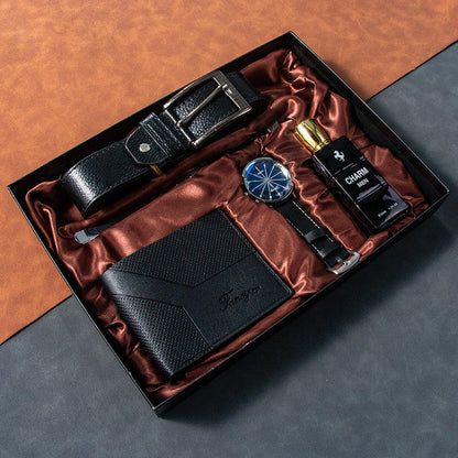 Watch Set Men's Wallet Perfume Keychain Pen Festive Gift Set for Men