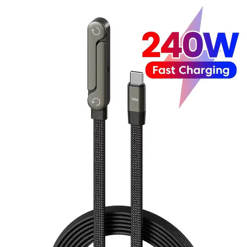 240W Fast Data Charging Cable 2M | Foldable Phone Holder Vertical & Horizontal Screen | Type C to Type C